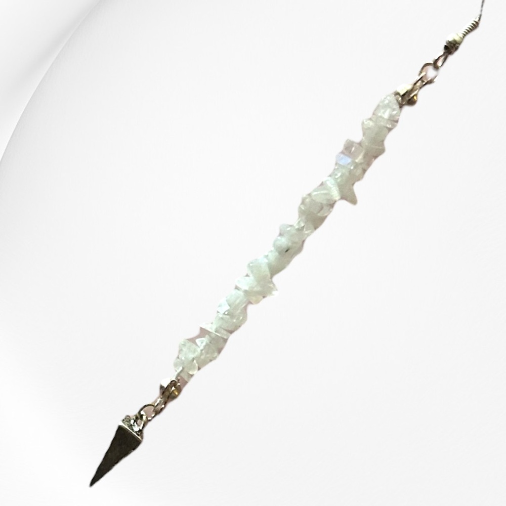 Hand Crafted Earrings Quartz Pendulum Scry Point Crystals Long Dangle Pierced - Picture 4 of 7